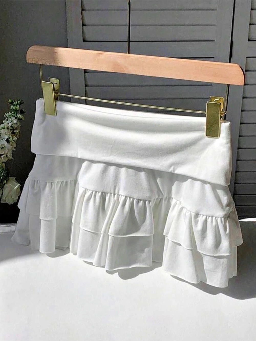 White Ruffled Mini Skirt